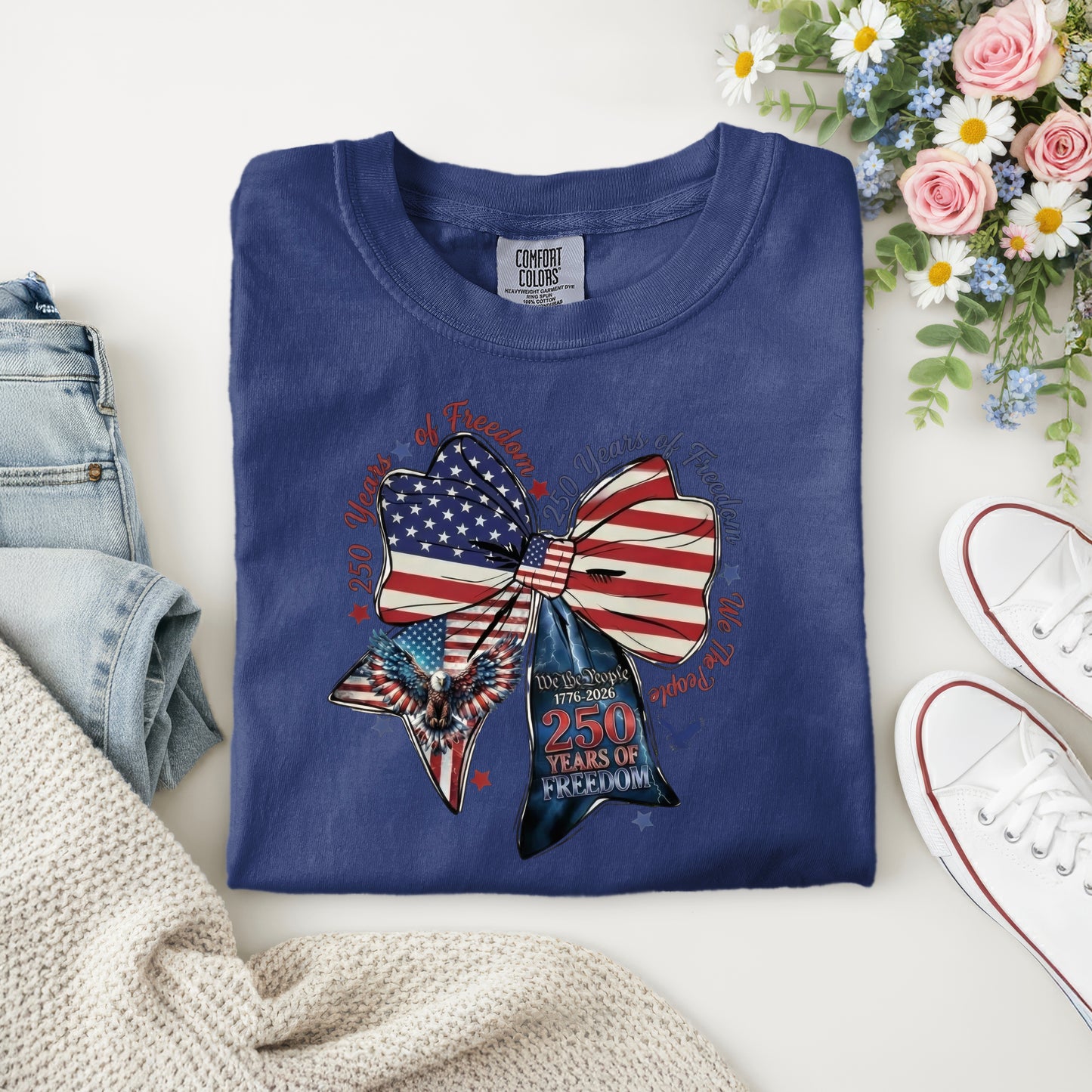 250 YEARS OF FREEDOM- BOW- AMERICAN FLAG