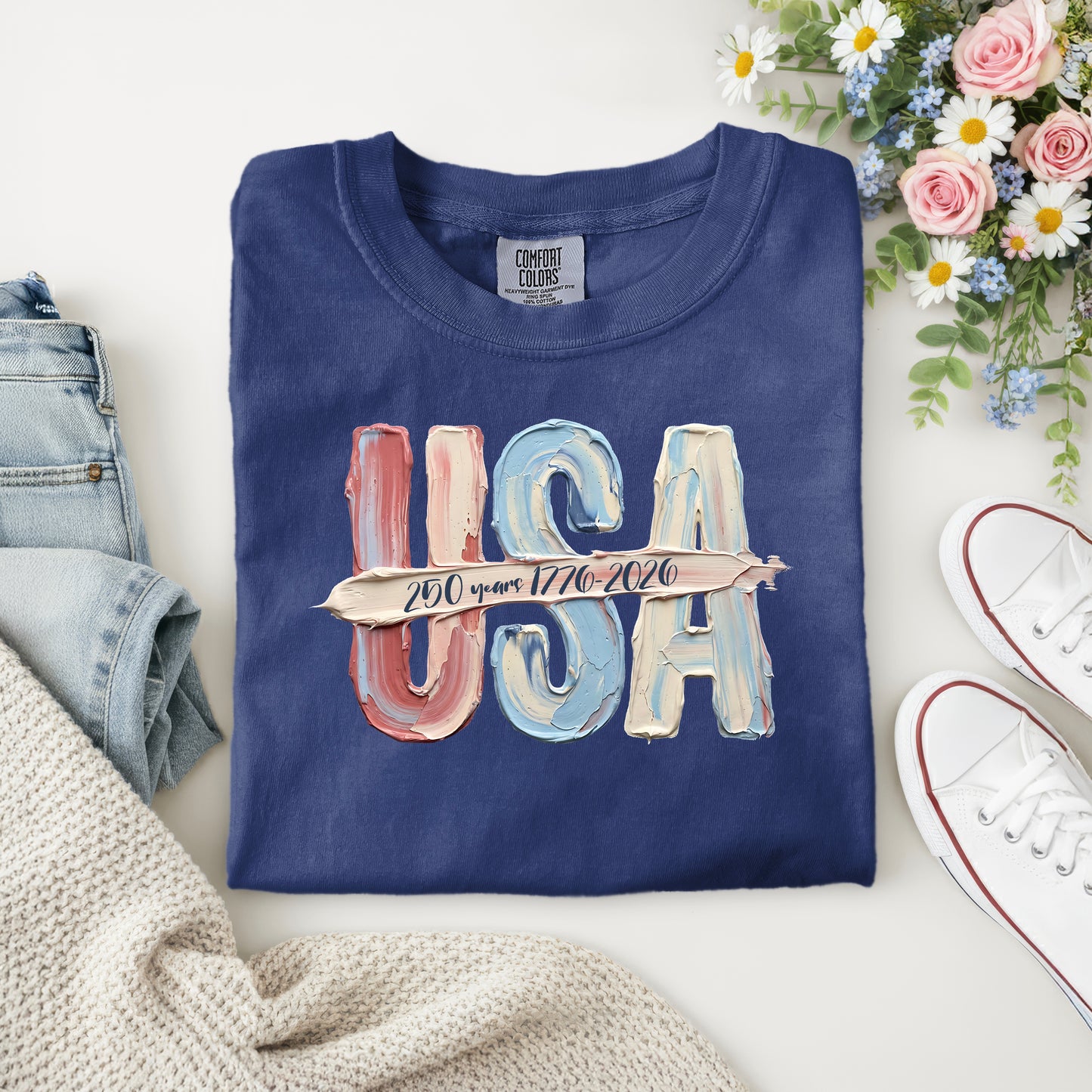 USA- 250 YEARS- 1776-2026-- FAUX TEXTURE
