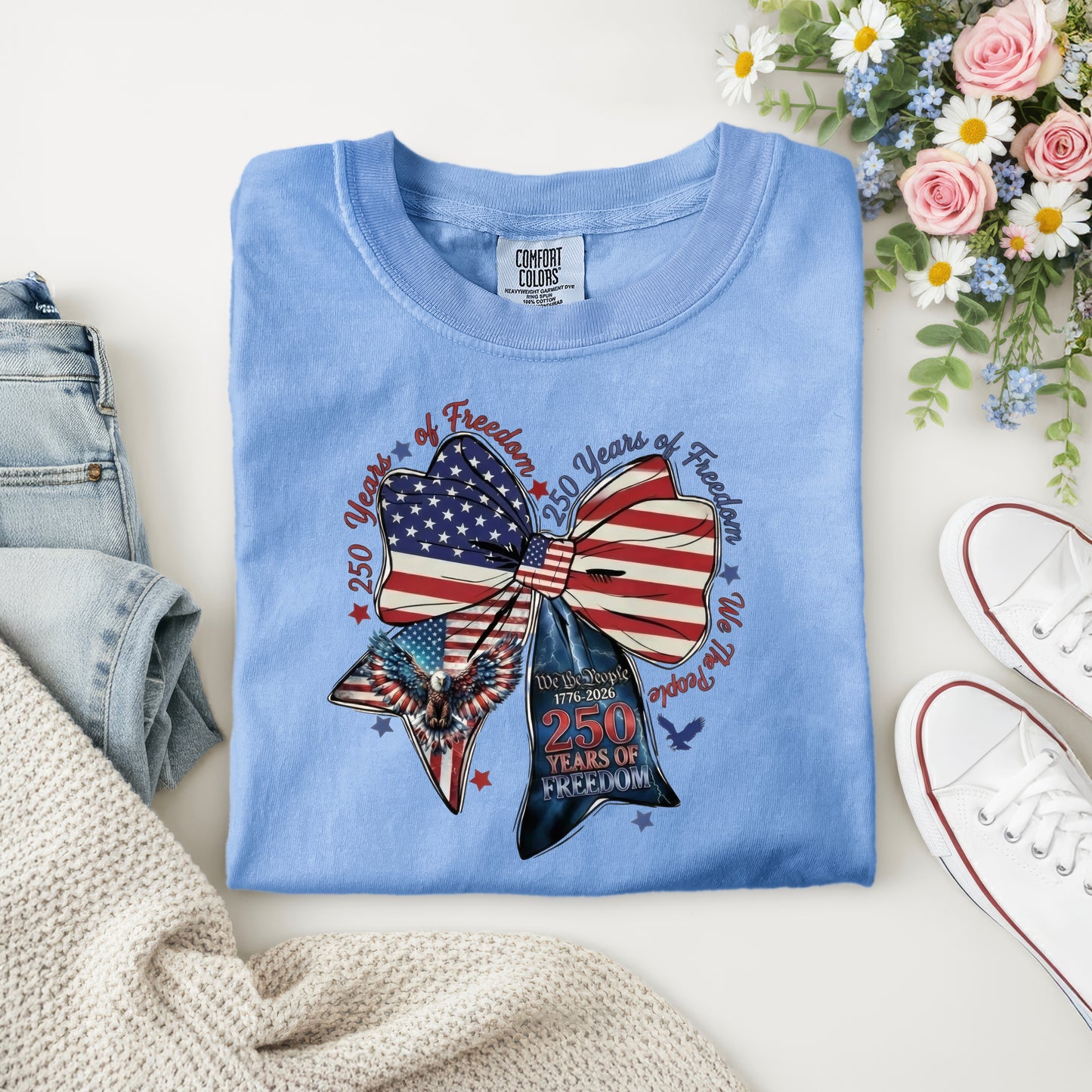 250 YEARS OF FREEDOM- BOW- AMERICAN FLAG