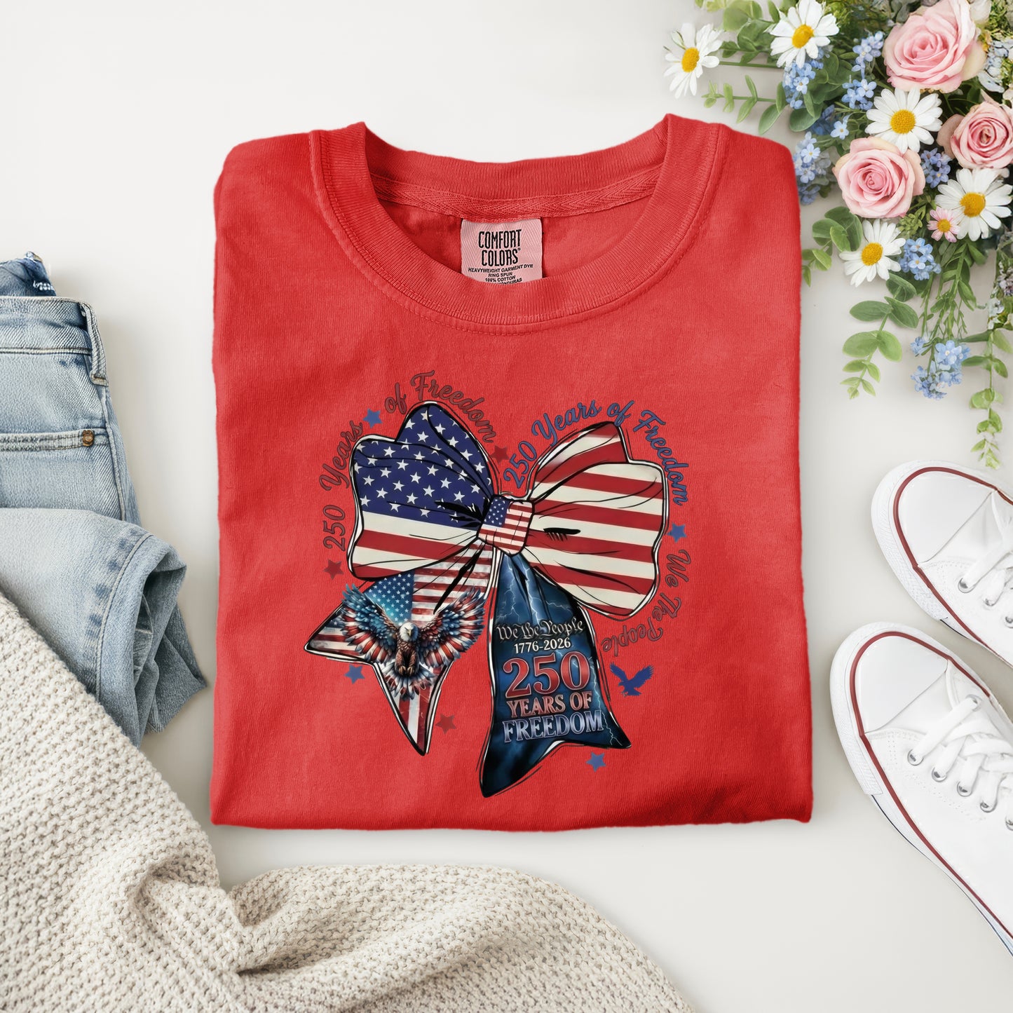 250 YEARS OF FREEDOM- BOW- AMERICAN FLAG