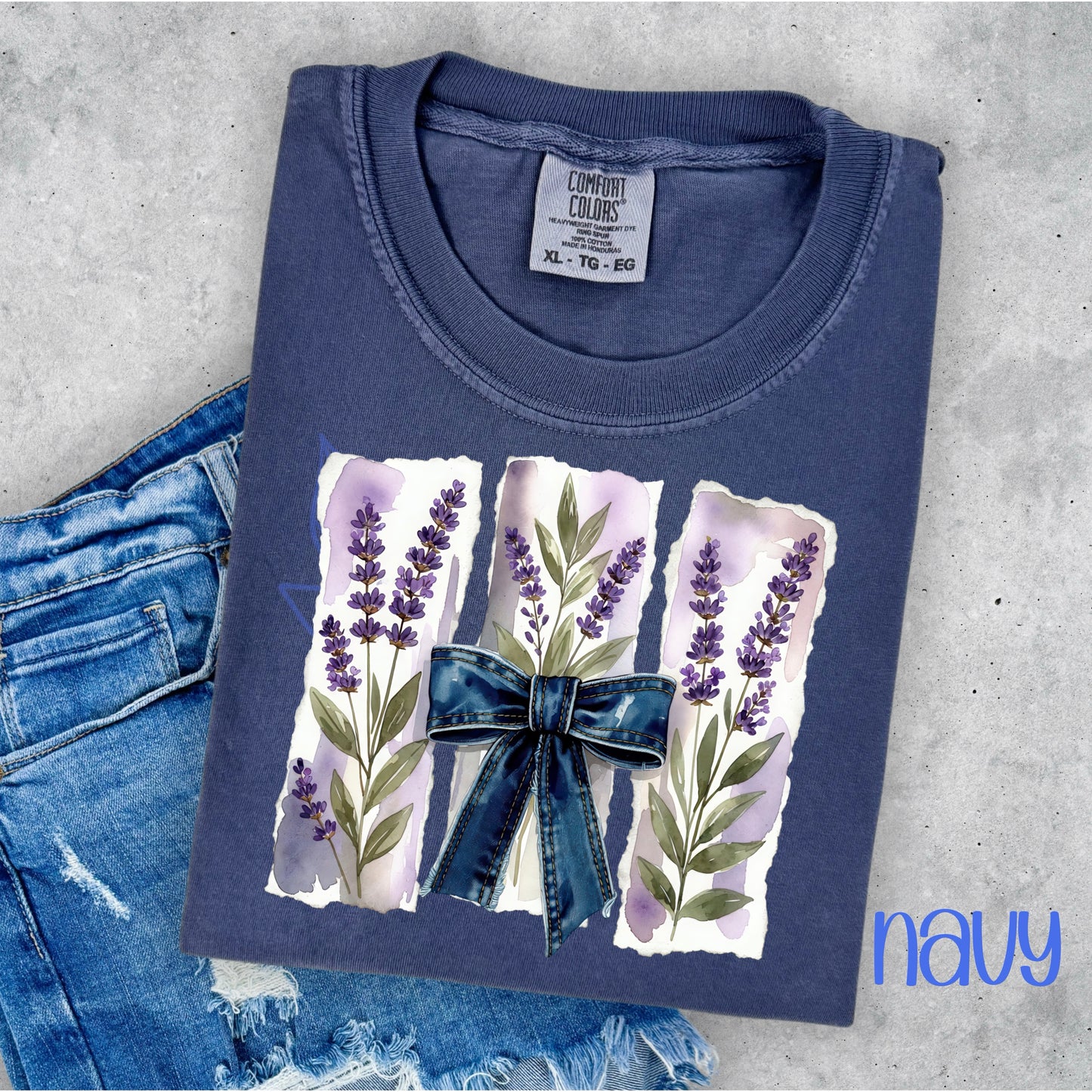 LAVENDER WITH DENIM BOW