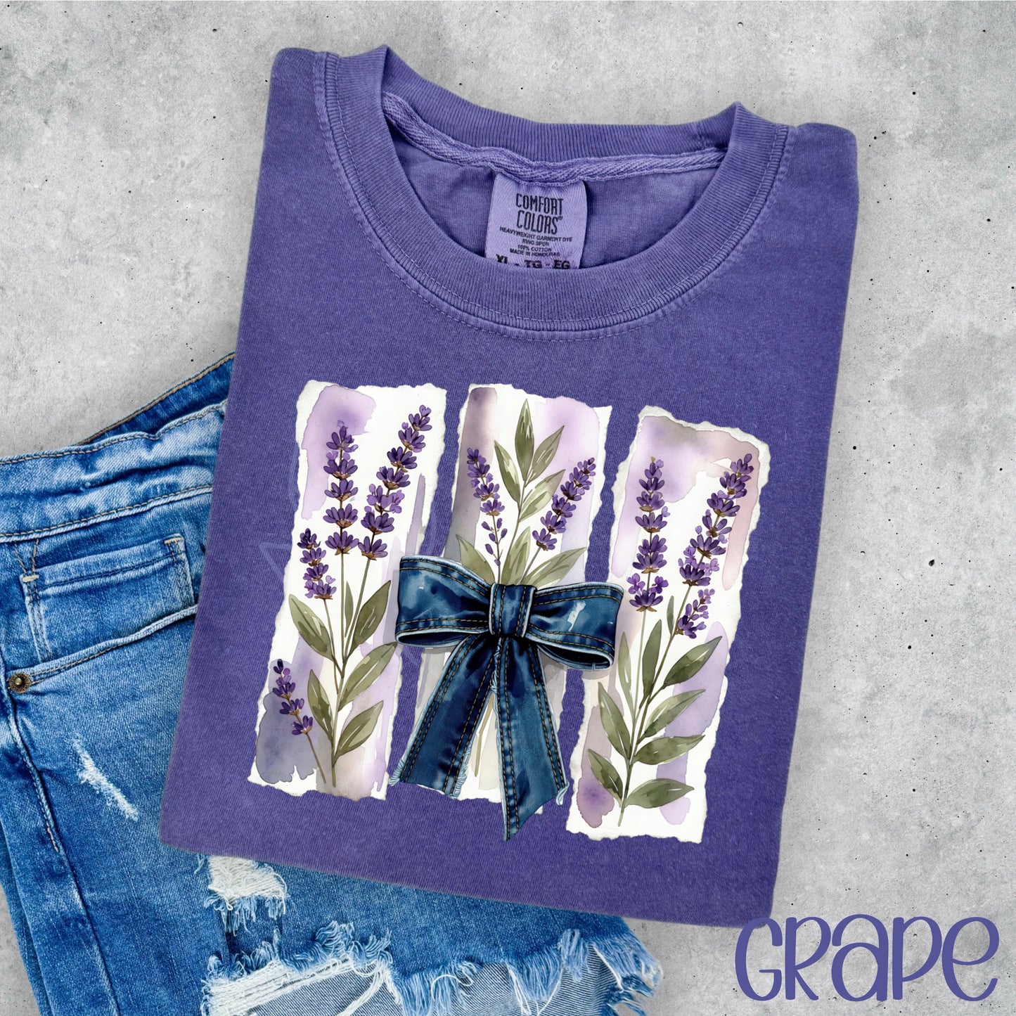 LAVENDER WITH DENIM BOW