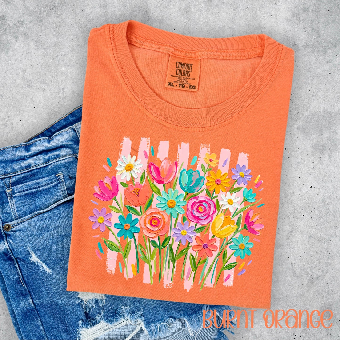 COLORFUL FLORAL- PINK STRIPE