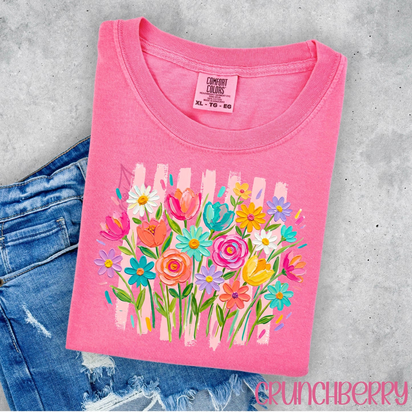 COLORFUL FLORAL- PINK STRIPE