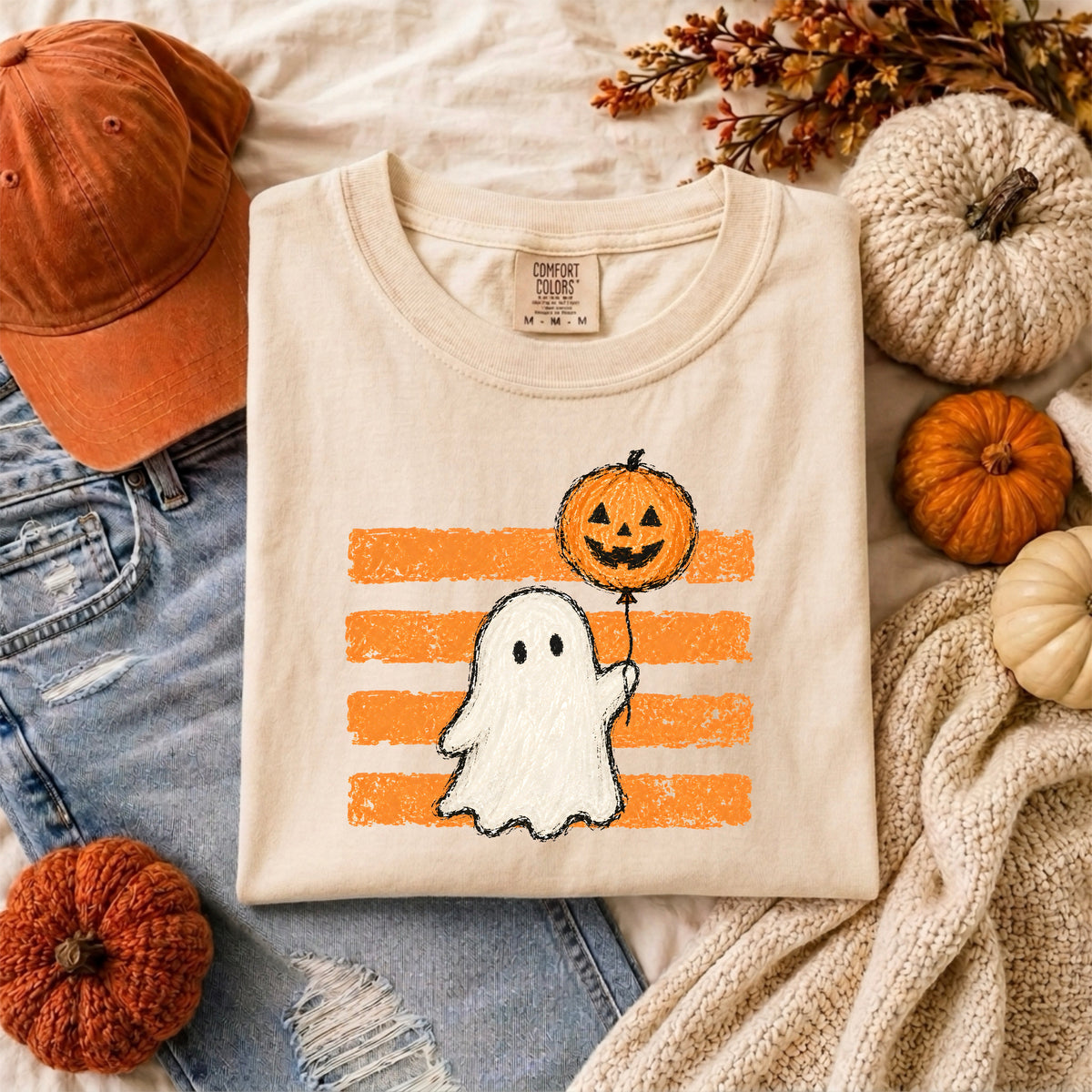 GHOST WITH PUMPKIN BALLOON