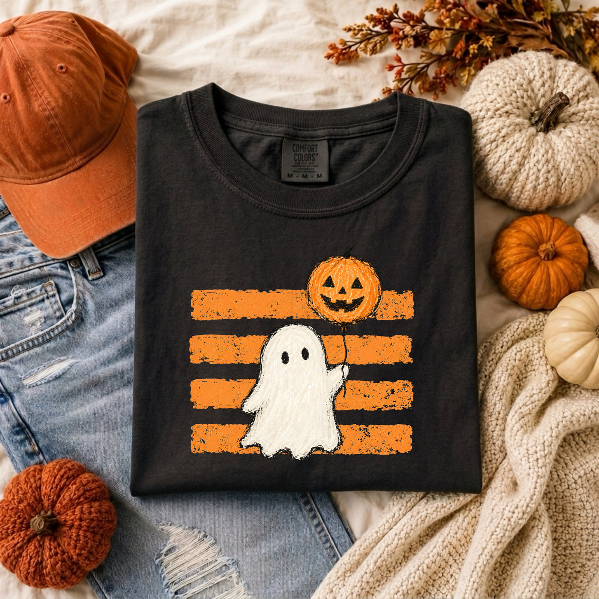 GHOST WITH PUMPKIN BALLOON