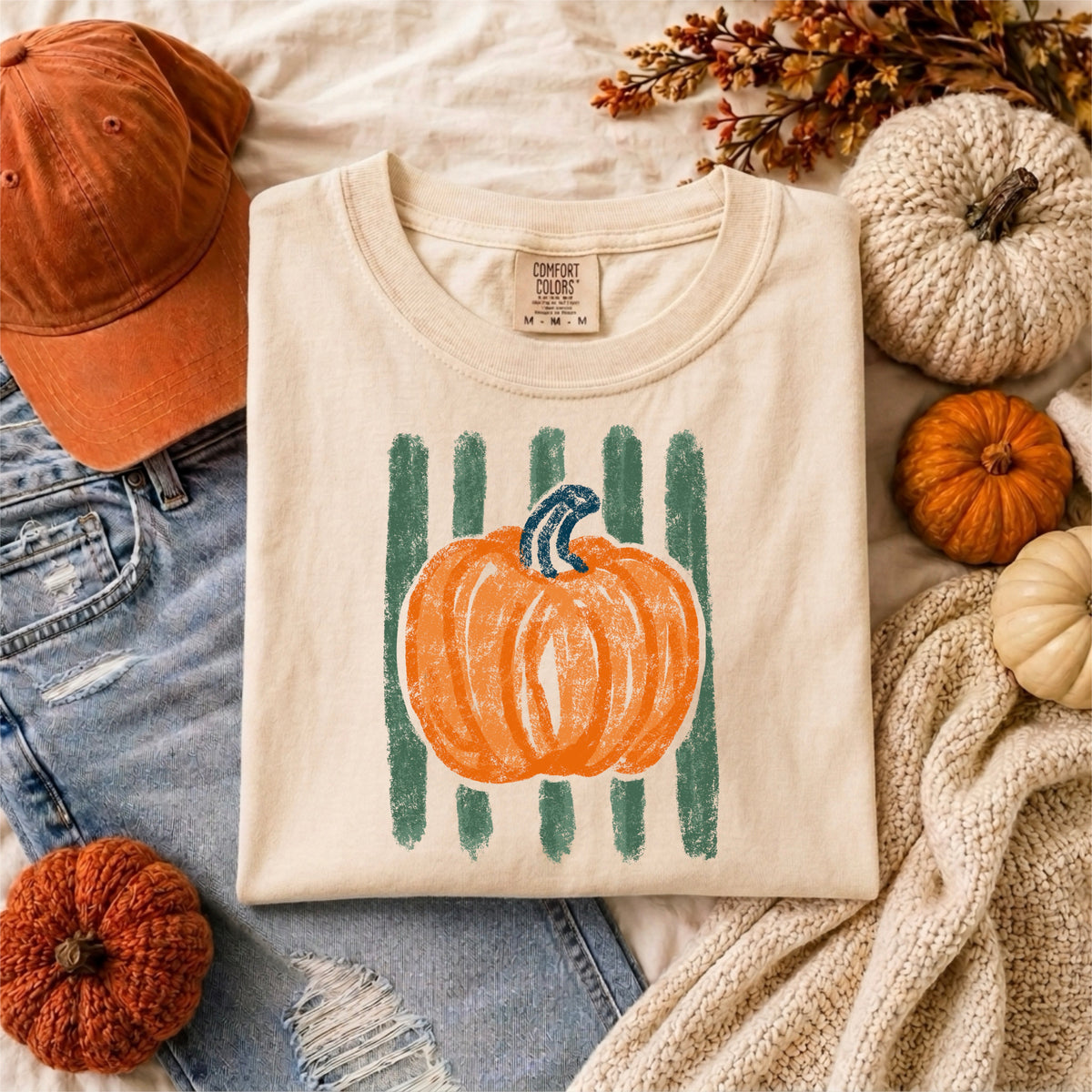 PUMPKIN WITH GREEN STRIPE