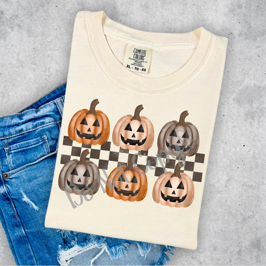 Pumpkin grid with Checkerboard Background