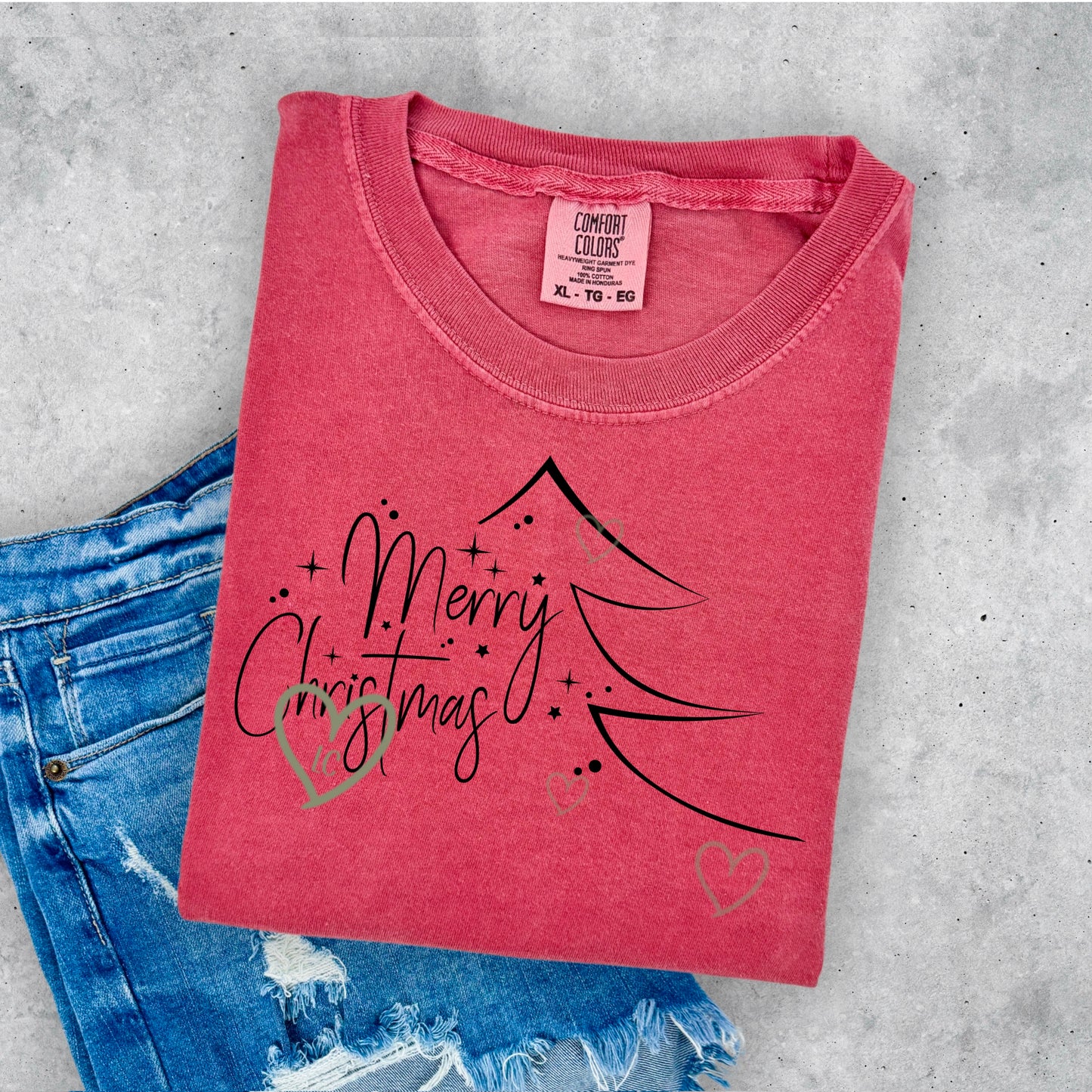 MERRY CHRISTMAS TREE/ BLACK OUTLINE