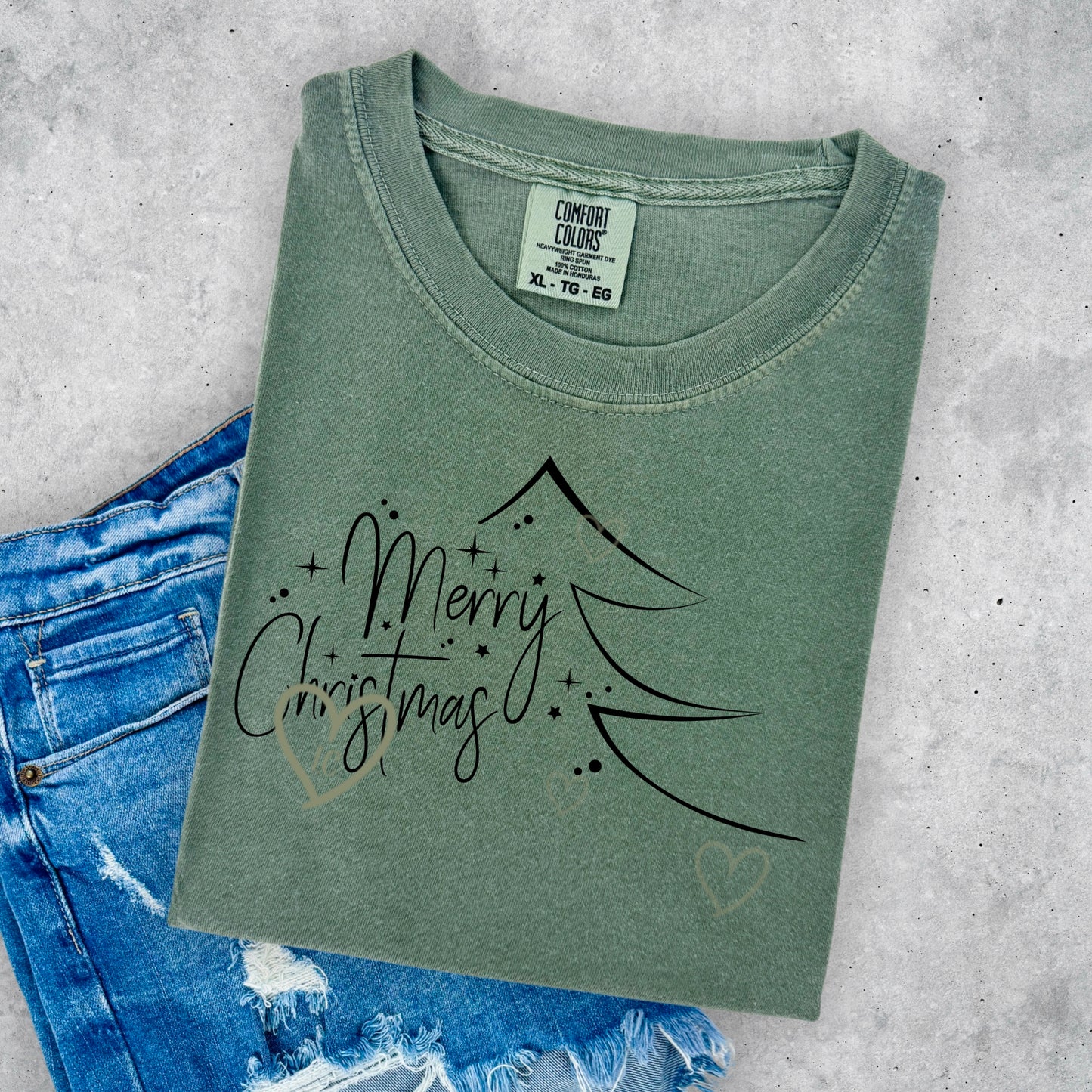 MERRY CHRISTMAS TREE/ BLACK OUTLINE